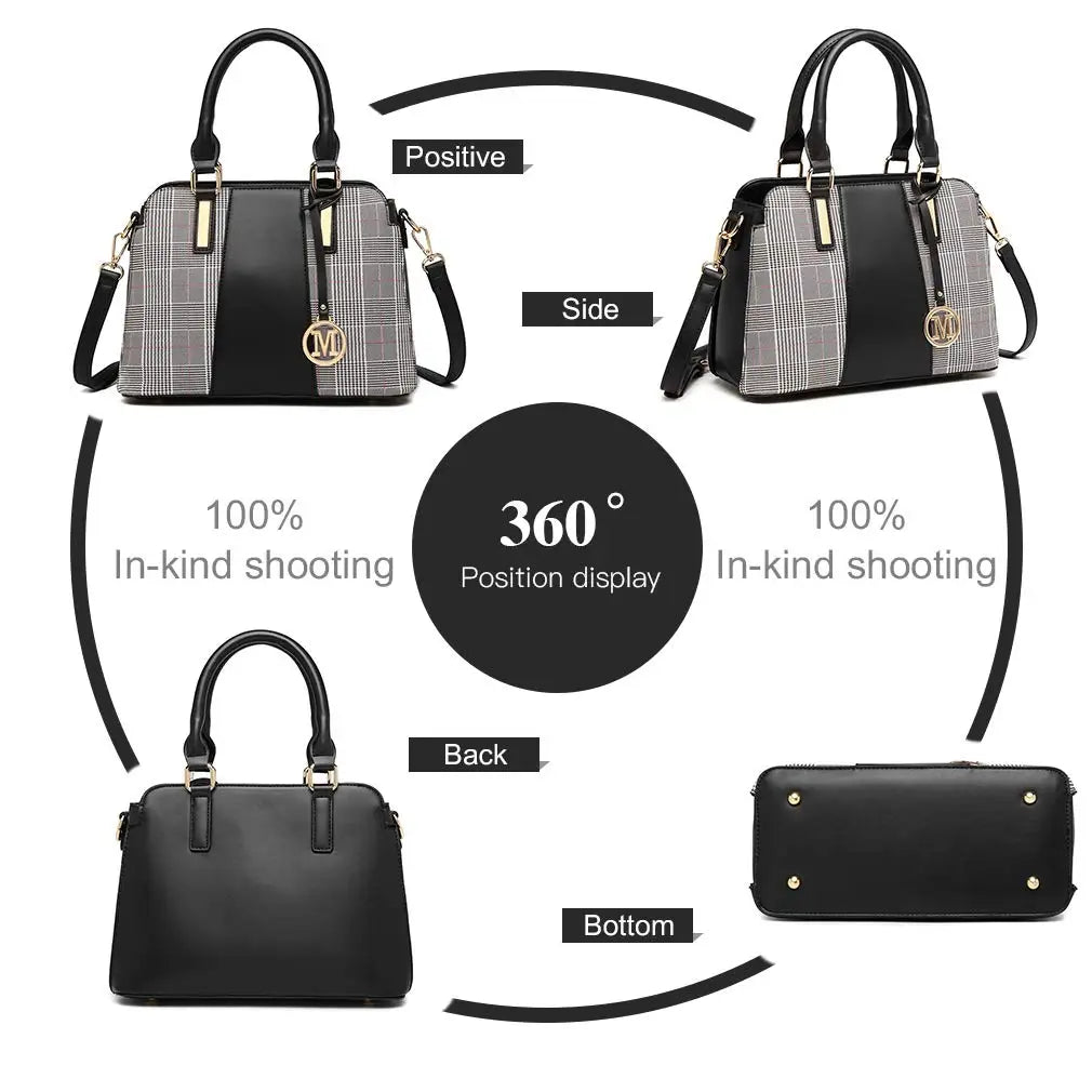 Miss Lulu Handbag Women Retro Stripes Crossbody Bags Elegant Stitching Shoulder Bag Faux Leather