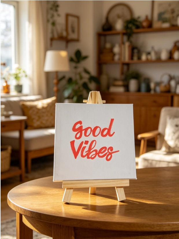 Personalised Calligraphy Mini Canvas Art | Custom Motivational Painting | Luxury Hand-Painted Acrylic Mini Canvas with Wooden Easel (10x10cm) | Unique Gift Idea | Desk, Bedroom & Home Décor