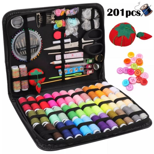 201X Large Portable Sewing Kit Home Travel Case Needles Thread Scissors Set Box