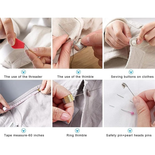 201X Large Portable Sewing Kit Home Travel Case Needles Thread Scissors Set Box