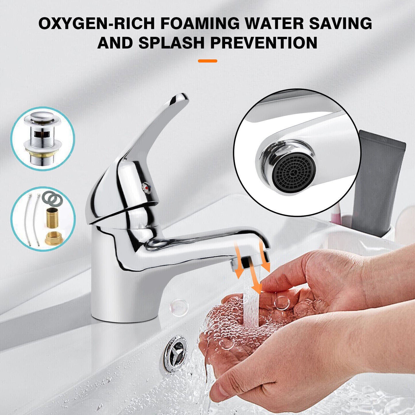 CloakroomBasinMixerTapChromeBasinSinkMonoBathroom-Fixings - Waste New