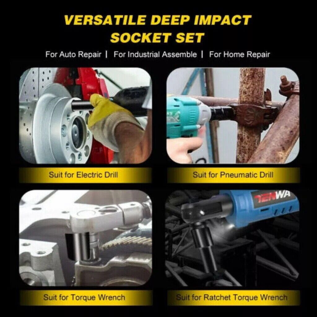 10 Deep Impact Socket Set Heavy Duty 12Drive 10-24 Metric Tool Set