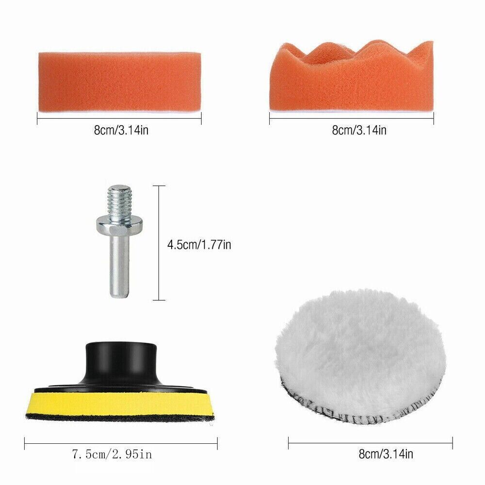 22 Car Polisher Gross Polishing Pads For Drill Sponge Buffer Waxing Buffing Kit