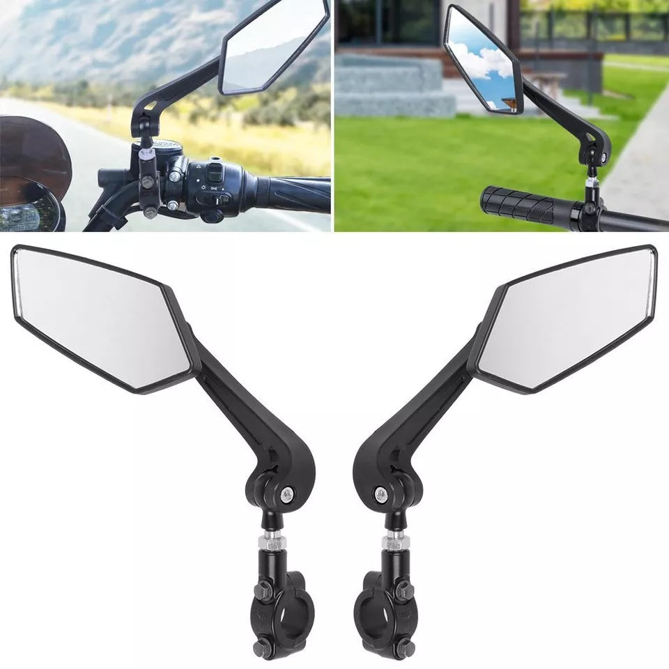 2x Bicycle Bike Handlebar Rear View Mirrors Rearview Rectangle Cycle Back Mirror