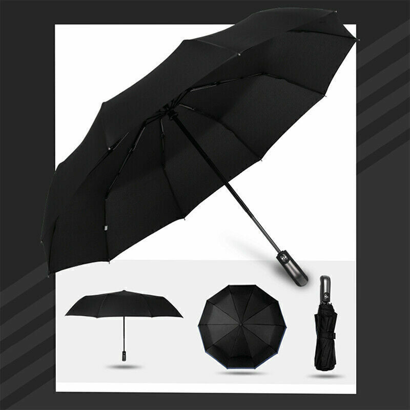 10 Ribs Strong Automatic Umbrella Windproof Stormproof Compact Folding Umbrella