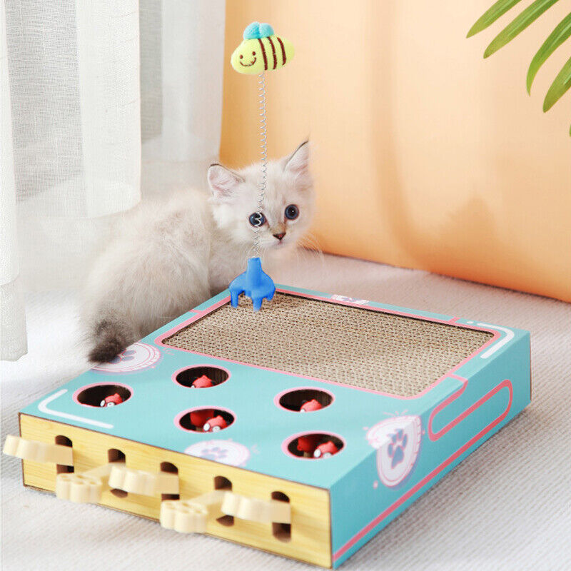 Cat Toy Whack-a-Mole Cat Scratching Board Toy Grinding Claw Rest Play Funny Cat