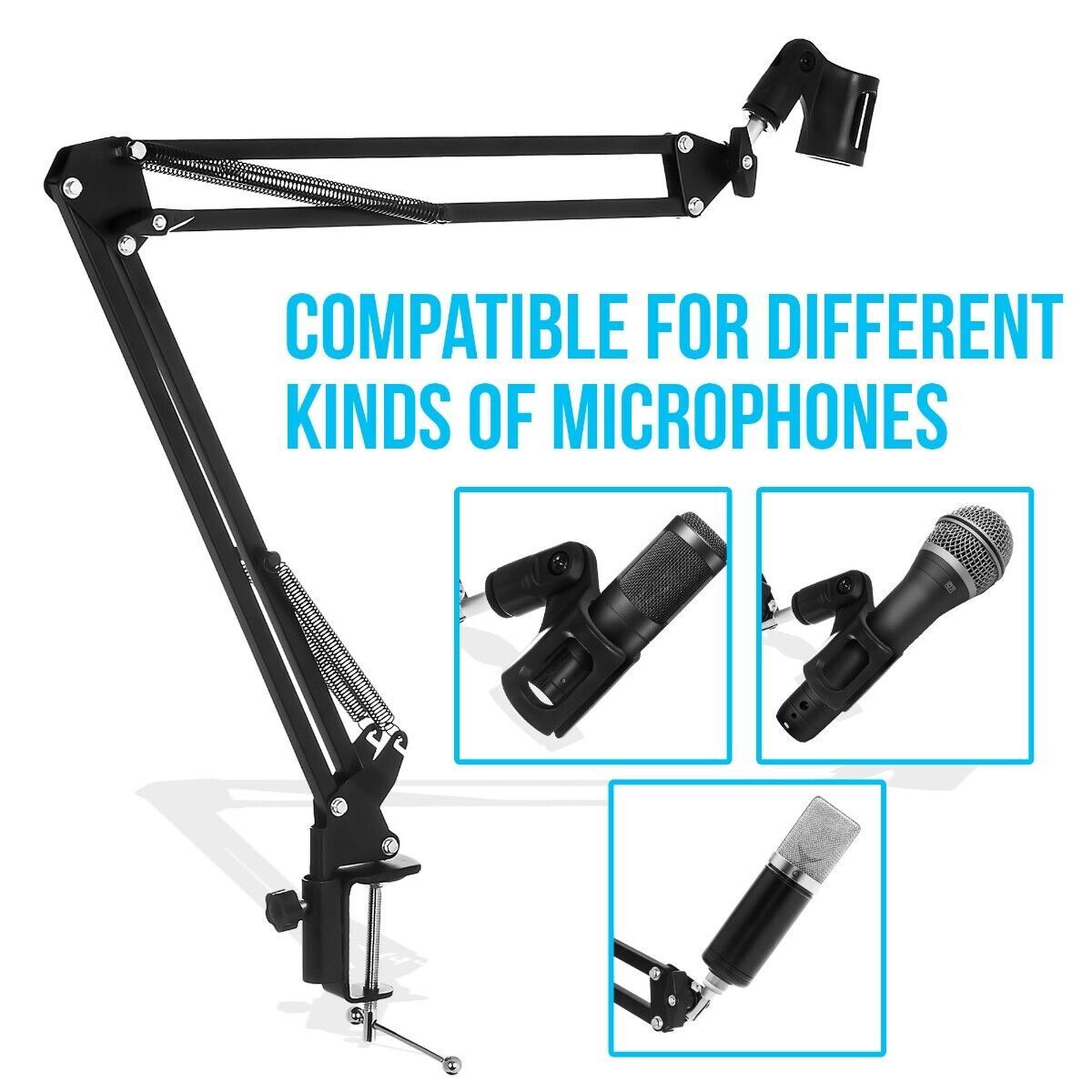 ADJUSTABLE DESKTOP MICROPHONE ARM STAND SUPPORT PRO MUSIC AUDIO EQUIPMENT MOUNT