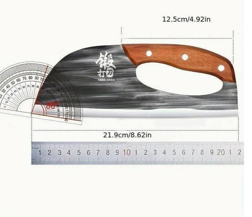 Hand Forged Bone Cutter Kitchen Knife, High-Carbon Stainless Steel, Ergonomic Handle, Dual-Use Slicer, Lightweight, Easy to Clean
