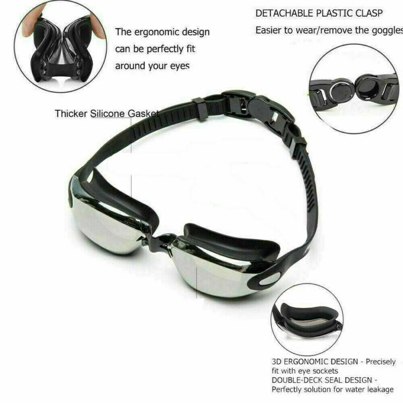 Anti Fog Swimming Goggles UV Glasses Adjustable Earbuds For Men Women Kids