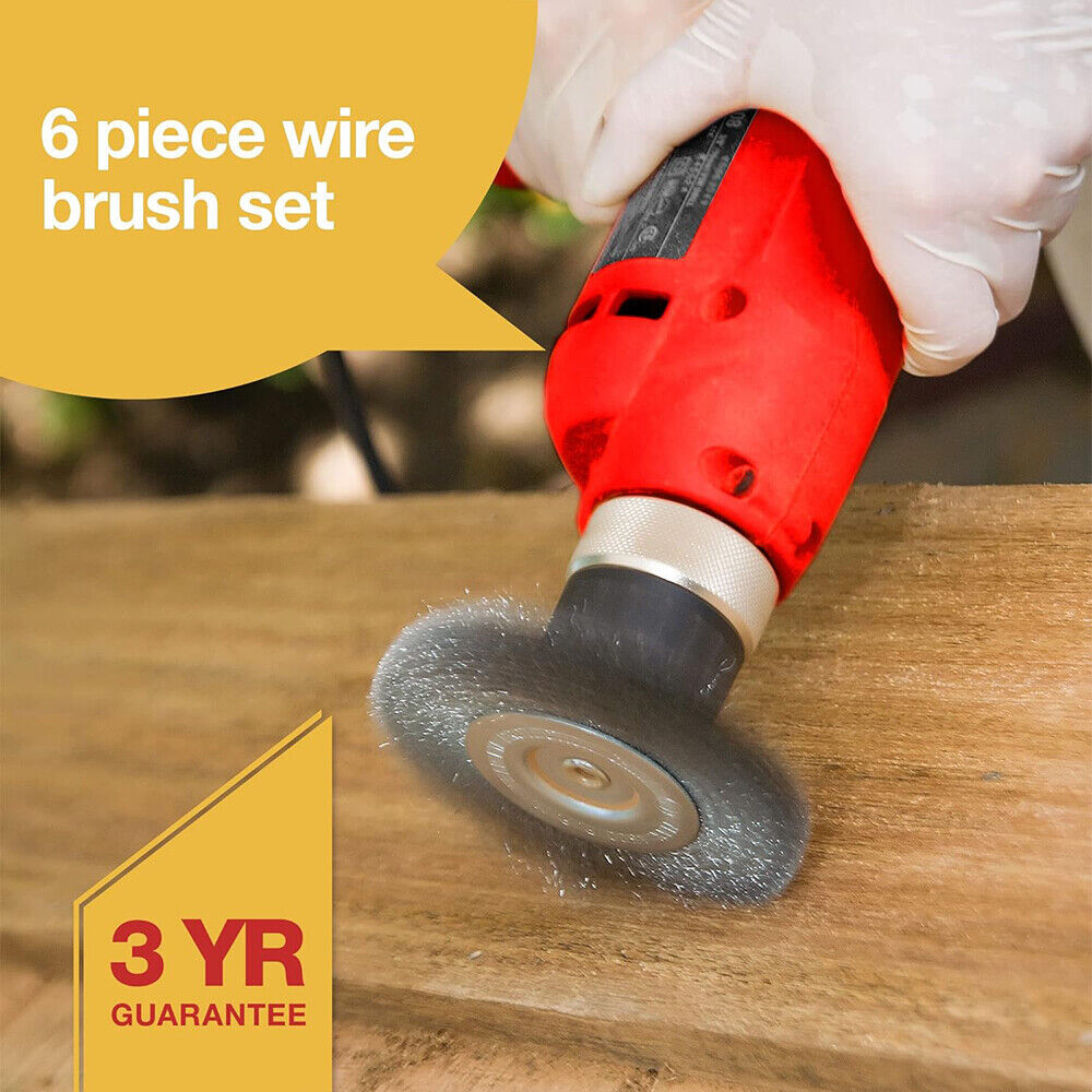 6Pcs Brush Drill Attachment Bit Kit Wire Cleaning Wheel For Cleaning Rust UK