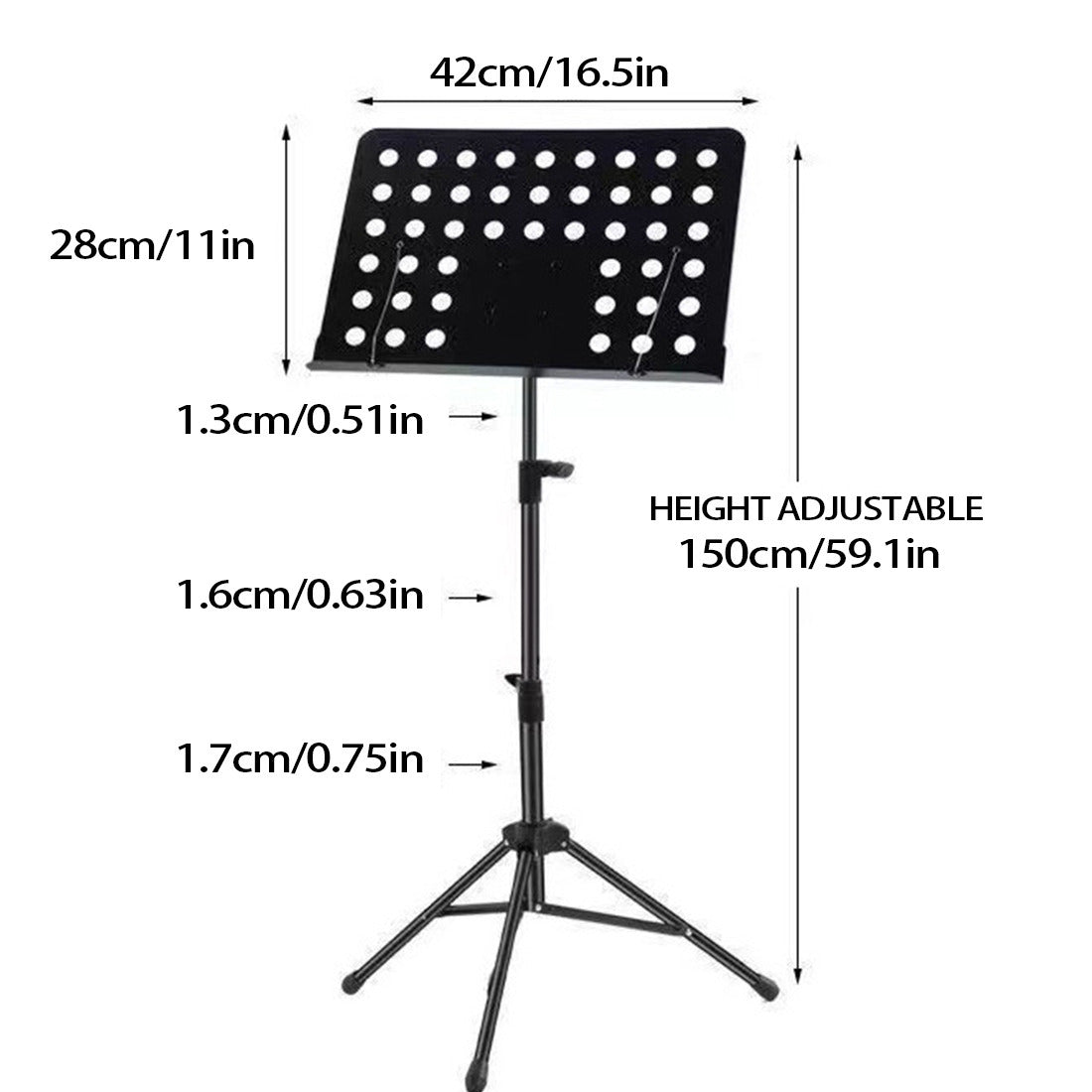 Heavy Duty Orchestral Music Stand Folding Adjustable Sheet Stand Tripod Base