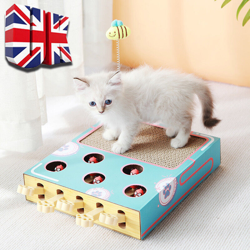 Cat Toy Whack-a-Mole Cat Scratching Board Toy Grinding Claw Rest Play Funny Cat
