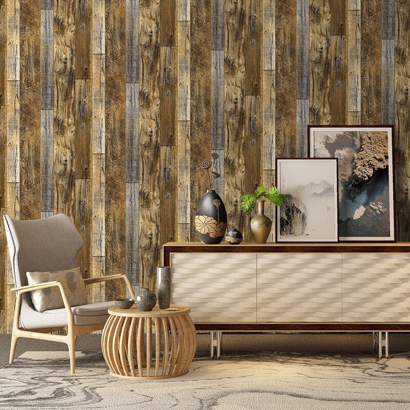 Wood Plank Effect Neutral Rustic Natural Distressed Realistic Wallpaper Cabin