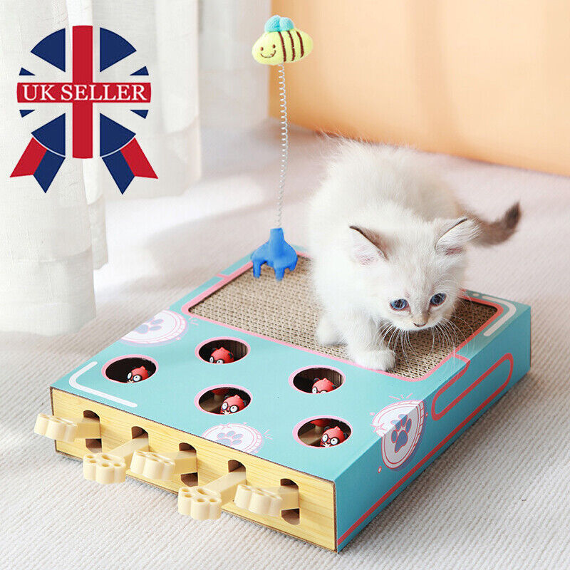 Cat Toy Whack-a-Mole Cat Scratching Board Toy Grinding Claw Rest Play Funny Cat