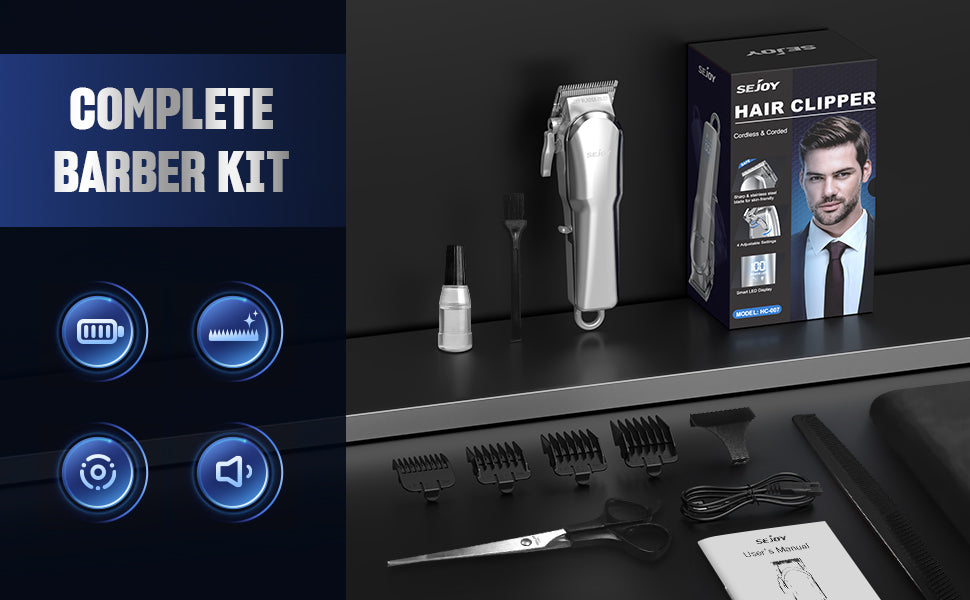 Sejoy Men's Hair Trimmer Multifunction Hair clippers for Body Head Hair Electric Beard Trimmer Shaver Rechargeable Grooming Kit