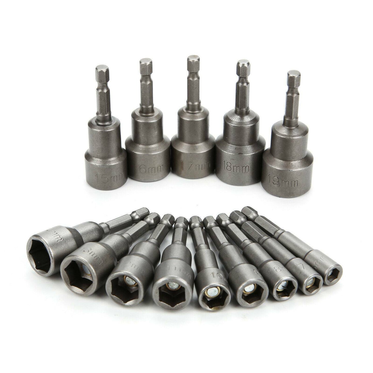 14pcs Nut Driver Bit Set Hex Magnetic Metric Socket Impact Drill 6 To 19MM UK