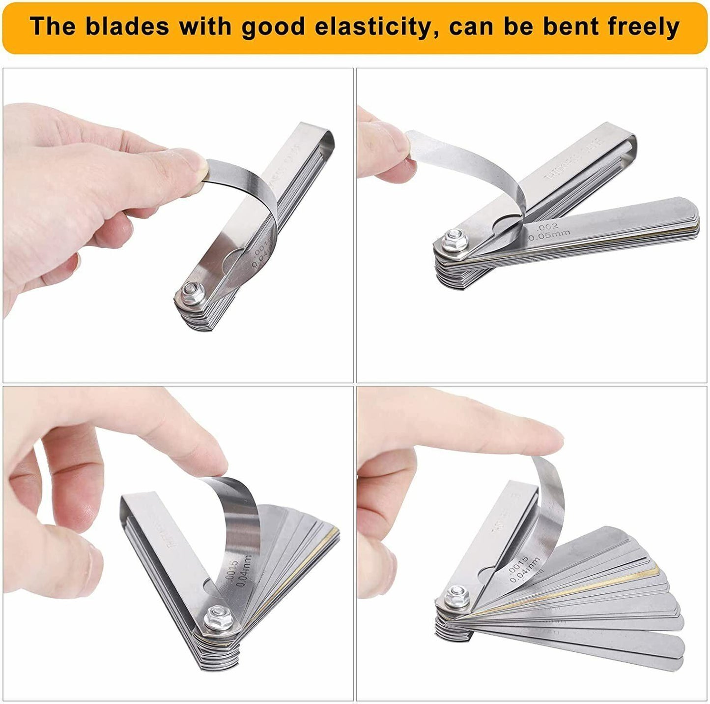 32 Blade Feeler Filler Gauge Plug Gap Metric Imperial Measuring Brass Tool