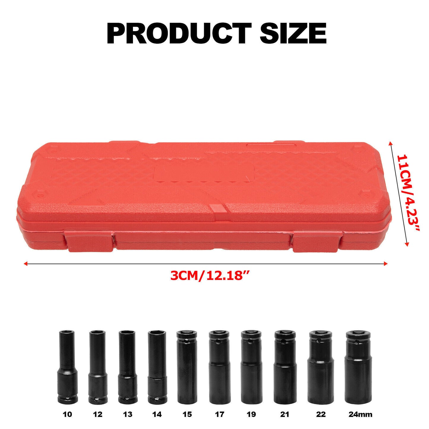 10 Deep Impact Socket Set Heavy Duty 12Drive 10-24 Metric Tool Set