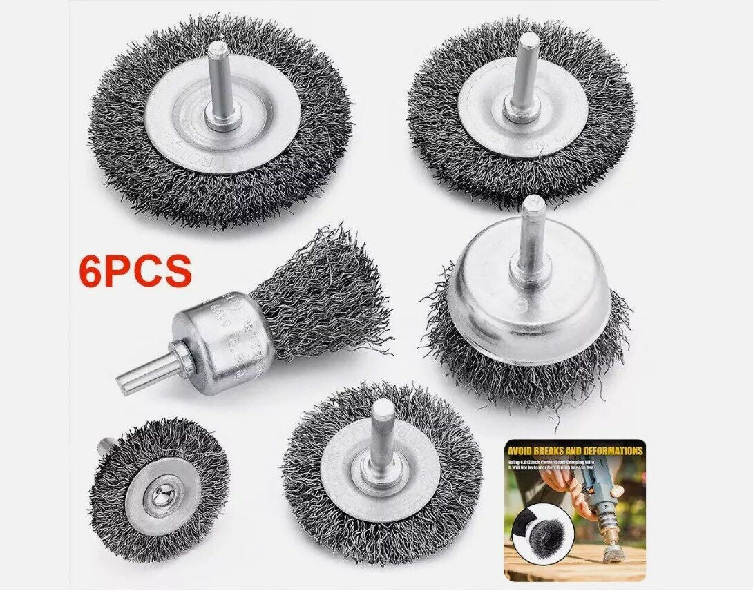6Pcs Brush Drill Attachment Bit Kit Wire Cleaning Wheel For Cleaning Rust UK