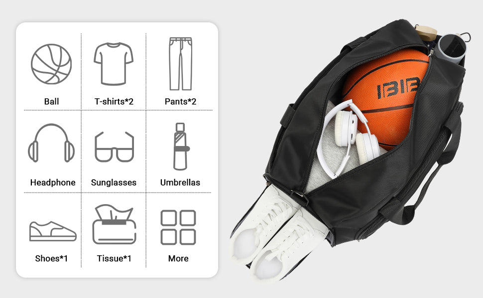 Kono Sports Duffle Bag with Shoes Compartment and Shoulder Strap Waterproof Gym Bag for Men and Women