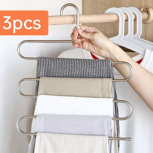 3pcs Clothes Pants Trouser Hanger Multi Layer Storage Closet Space Saver Organizer