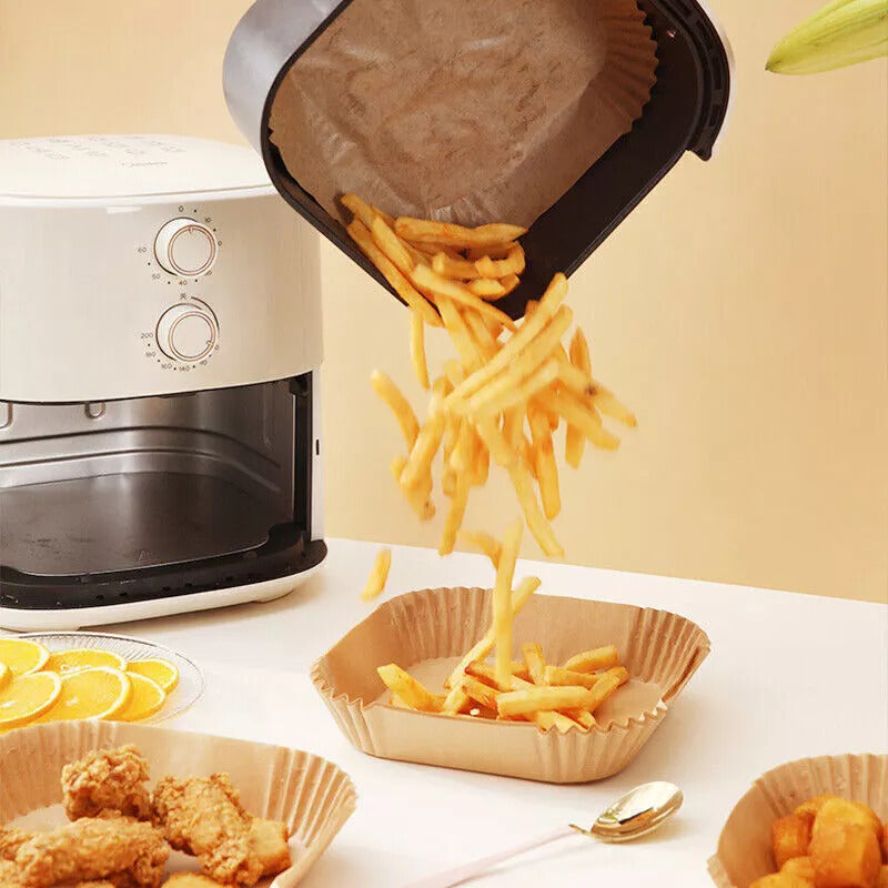100PCS Air Fryer Liners Disposable Paper 6.3' Non Stick For Roasting Baking UK