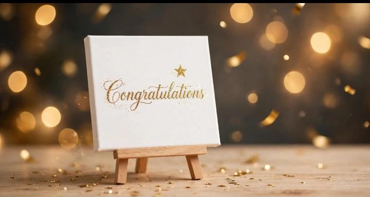 Congratulations Mini Canvas with Wooden Easel – Celebration Gift & Keepsake