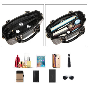 Miss Lulu Handbag Women Retro Stripes Crossbody Bags Elegant Stitching Shoulder Bag Faux Leather