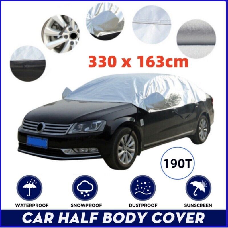 Half Car Cover Top Roof Sun UV Rain Protection Waterproof Outdoor Universal 190T
