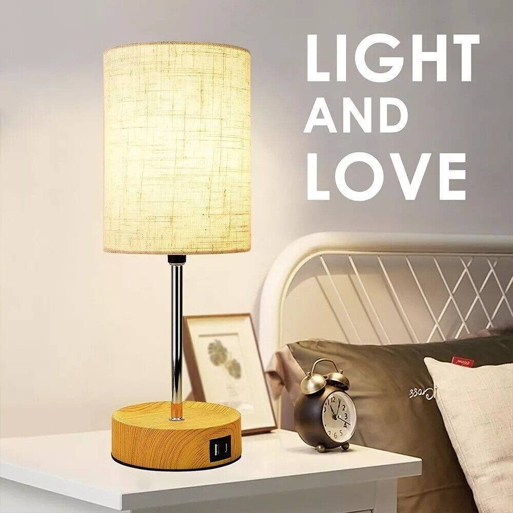Touch Control Bedside Lamps, 3-Way Dimmable Table Lamp With USB Charging Ports