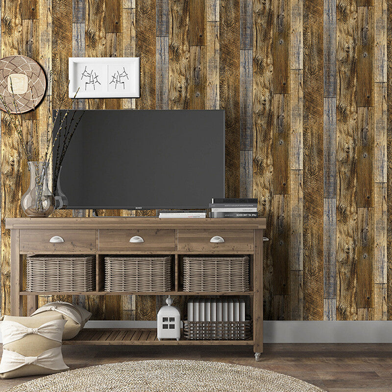 Wood Plank Effect Neutral Rustic Natural Distressed Realistic Wallpaper Cabin