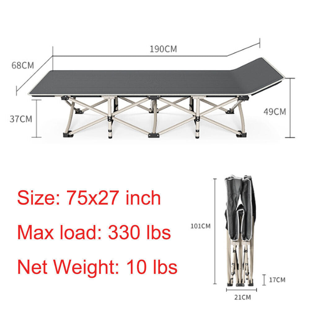 Heavy Duty Single Folding Bed Camping Travel Guest Lightweight