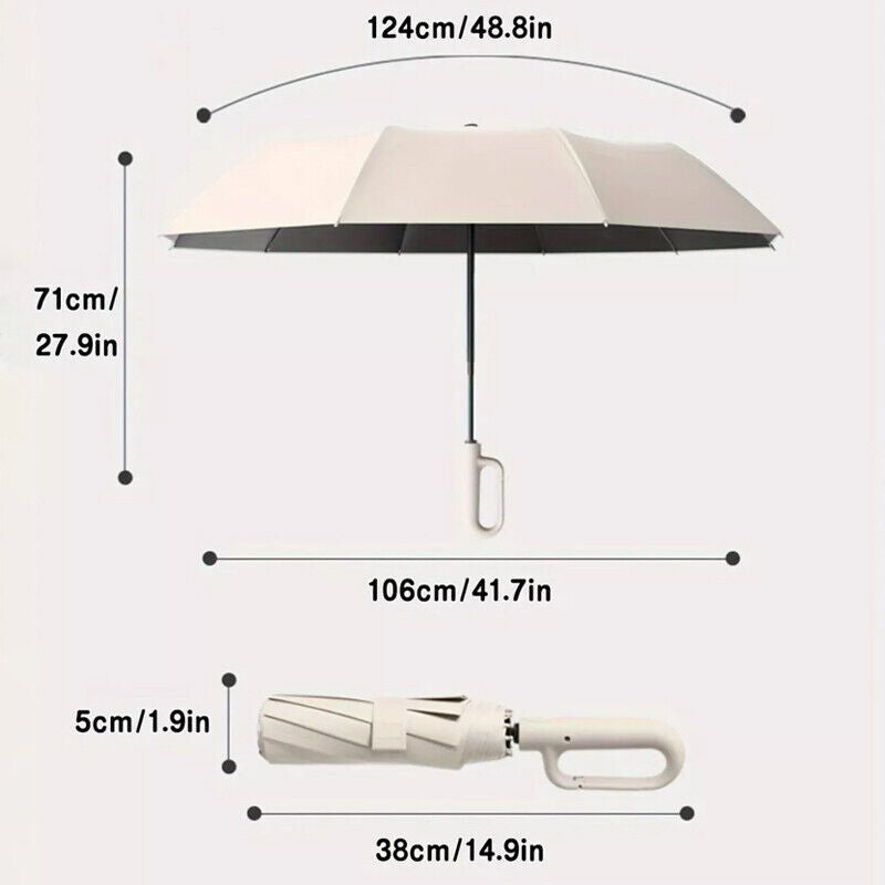 30 Bones Windproof Strong 105CM Reinforced Automatic Folding Umbrella Black