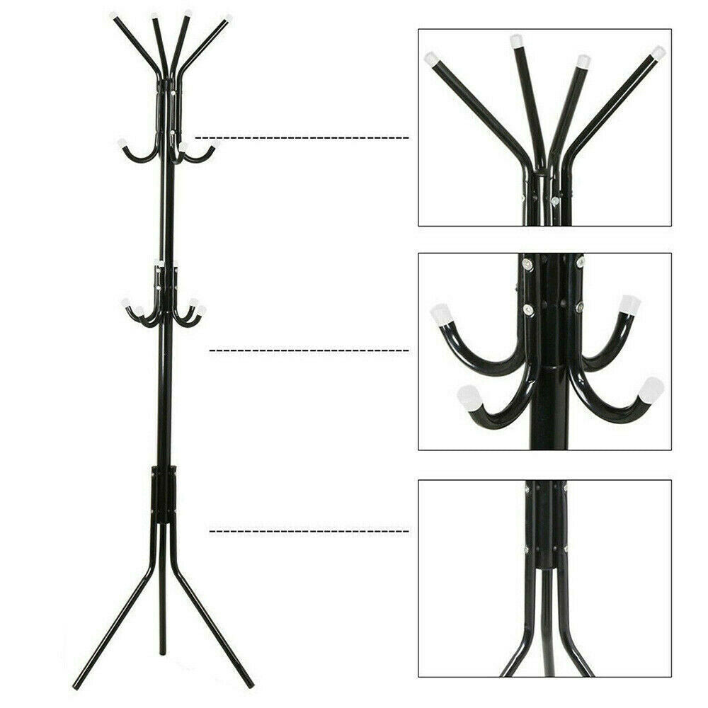 Coat Stand Coat Hat Jacket Umbrella Floor Standing Rack Clothes Hanger Hooks UK