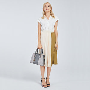 Miss Lulu Handbag Women Retro Stripes Crossbody Bags Elegant Stitching Shoulder Bag Faux Leather