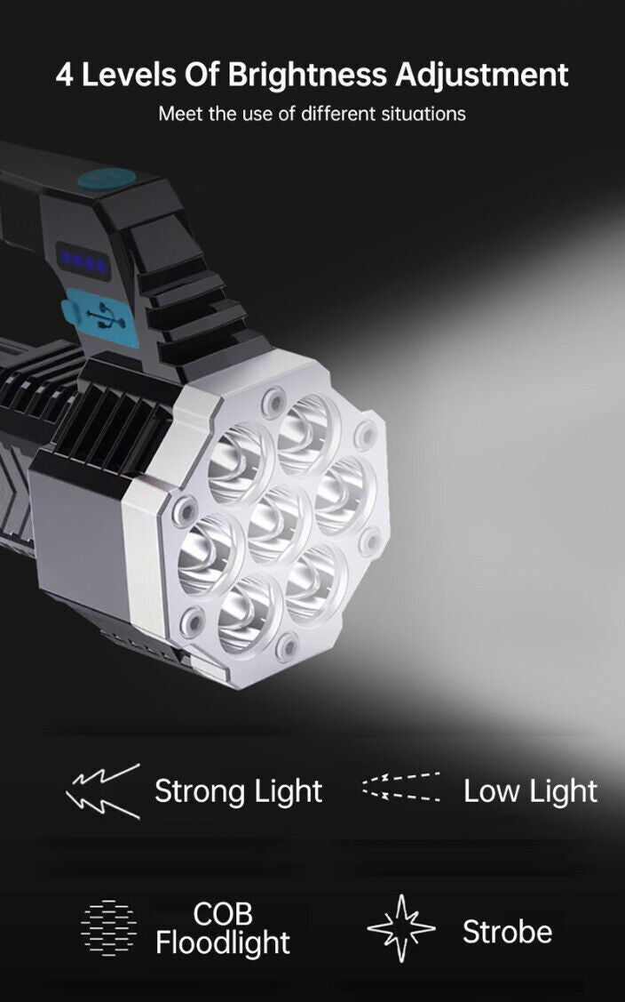 1-2Pcs Super Bright High Power LED Tactical Torch Rechargeable Flashlight New UK