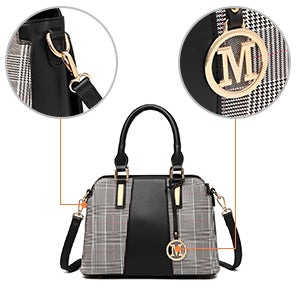 Miss Lulu Handbag Women Retro Stripes Crossbody Bags Elegant Stitching Shoulder Bag Faux Leather