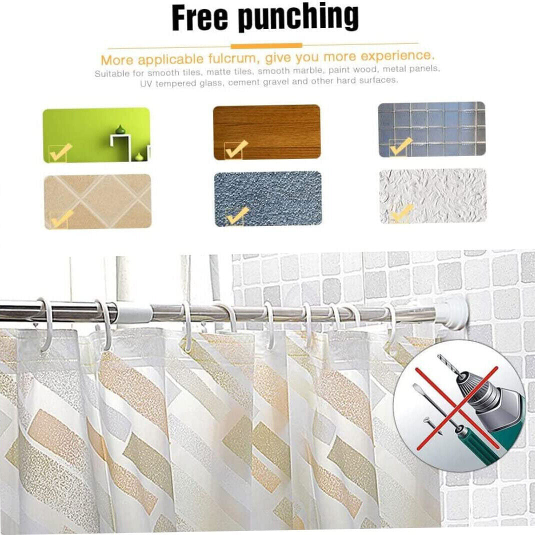 Heavy Duty Extendable Telescopic Shower Curtain Pole Rail Rod Bath Door Window