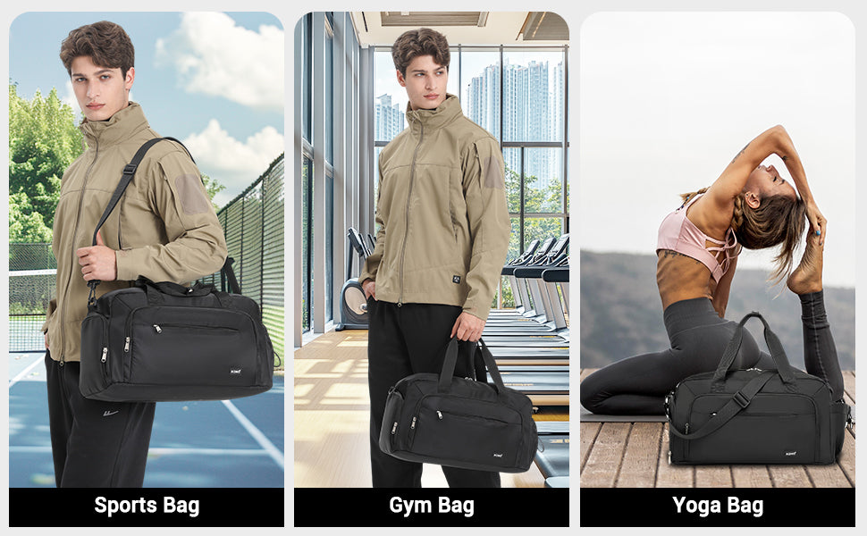 Kono Sports Duffle Bag with Shoes Compartment and Shoulder Strap Waterproof Gym Bag for Men and Women
