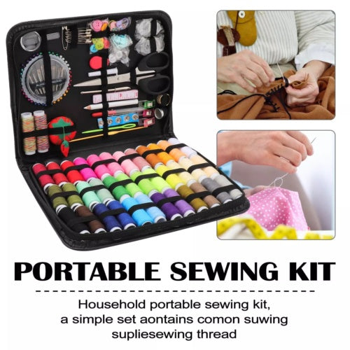 201X Large Portable Sewing Kit Home Travel Case Needles Thread Scissors Set Box