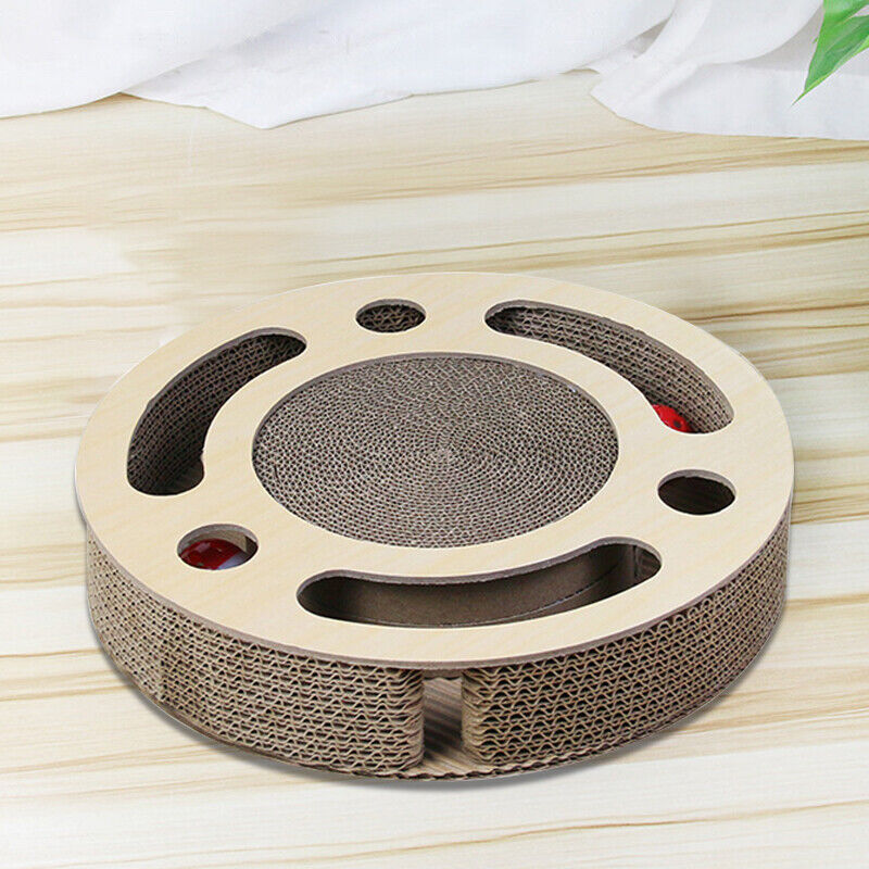 Cat Scratcher Pad Toy 3 In 1 Round Corrugated Scratching Toy With Bell Ball