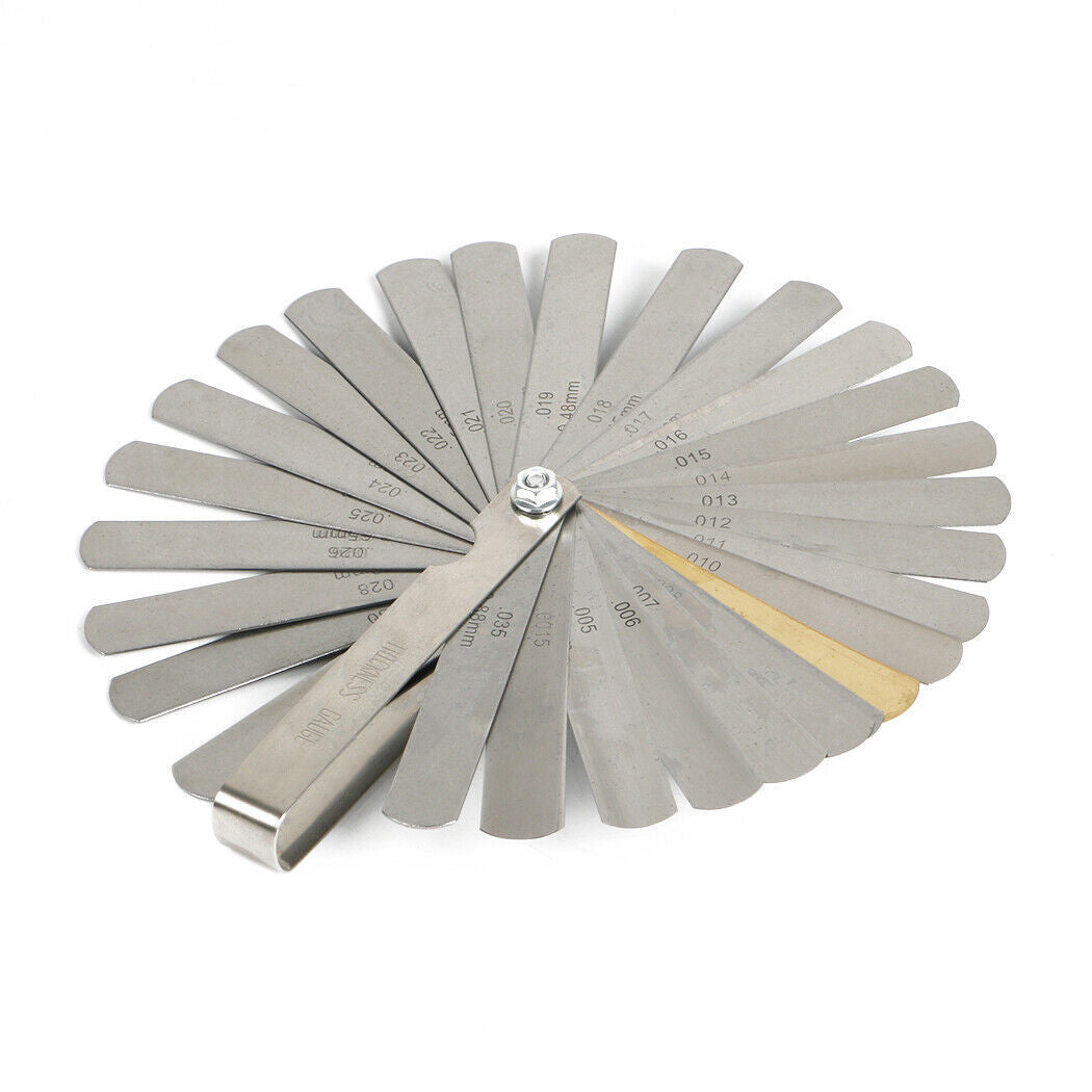 32 Blade Feeler Filler Gauge Plug Gap Metric Imperial Measuring Brass Tool