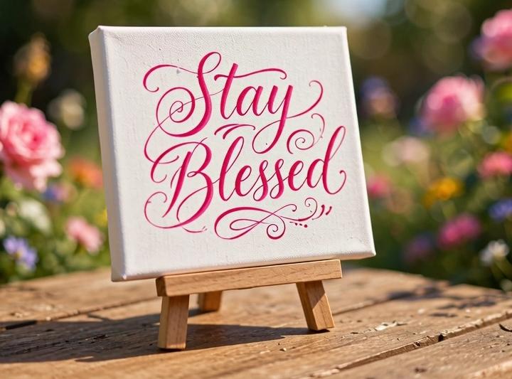 Stay Blessed Mini Canvas with Wooden Easel – Inspirational Gift & Positive Home Décor