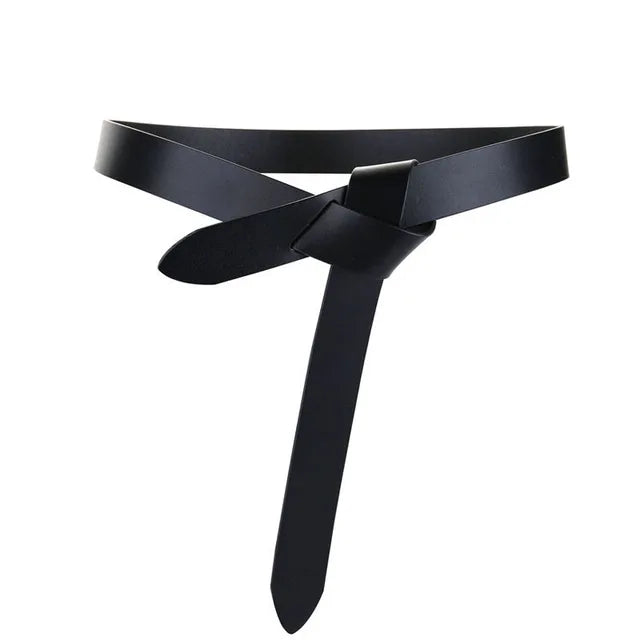 Cowhide Belt Ladies Soft Genuine Leather Knotted Strap Dress Accessories Gothic Retro Luxury Designer Girdle Corset for Women