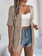 Openwork Open Front Half Sleeve Cardigan