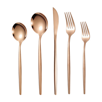 Portuguese Stainless Steel Knife Fork Spoon Golden Steak Knife Fork Set Four-Piece Tableware Set