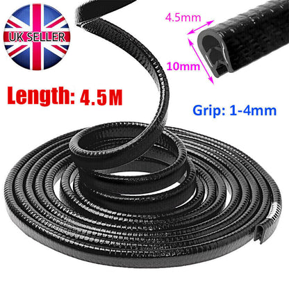 4.5M Car Door Boot Edge Protector Strip Trim U Shape Guard Seal Rubber Black UK