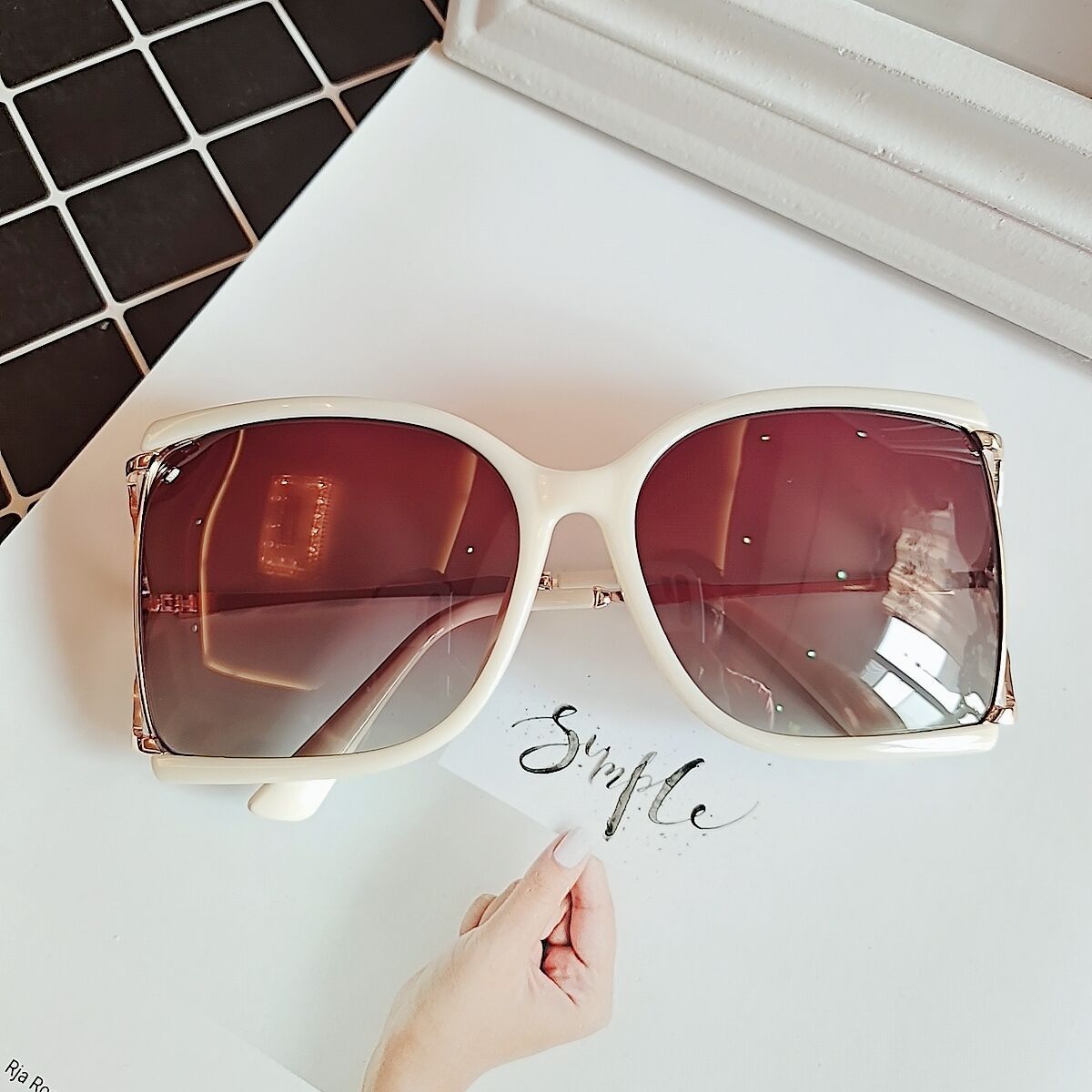 Big Frame Snakeskin Pattern Bamboo Sunglasses Hollow Sunglasses Women's Polarized Glasses