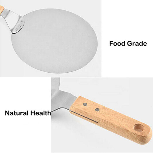 12Inch Stainless Steel Pizza Paddle Peel Bakers BBQ Oven Tray Wooden Handle