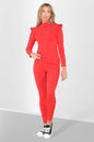Side Buttons Frill Shoulder Side Neck Gold Button Detail Two Piece Loungewear Set